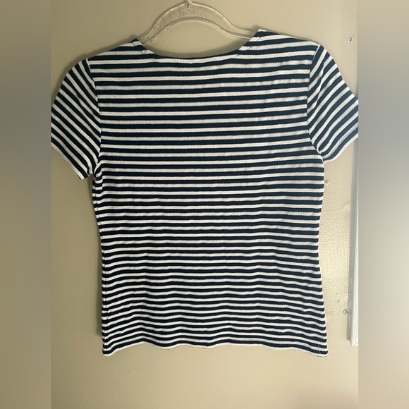 Liz Claiborne - XS - Vintage Square Neck Navy and White Stripe Top - Picture 5 of 5